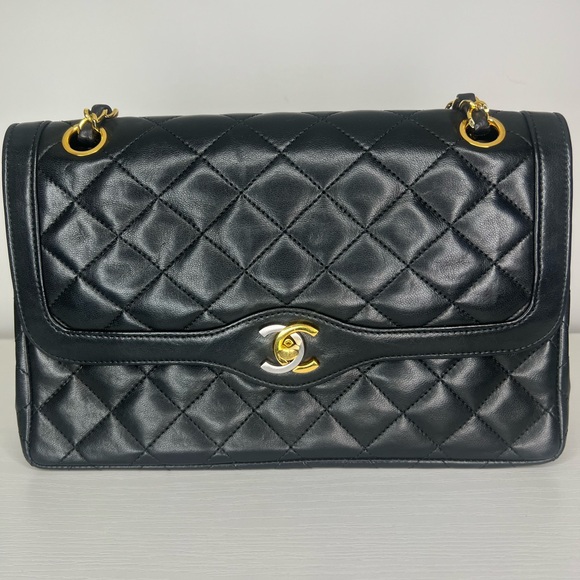CHANEL Chanel Matelasse Paris Limited Chain Shoulder Bag Black Lambskin 2tone - Picture 1 of 16